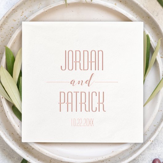 Eenvoudig modern, minimalistisch, aangepast huweli folie servetten