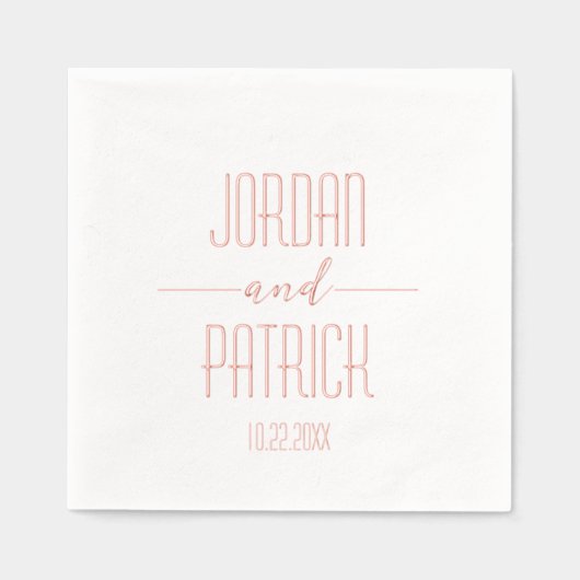 Eenvoudig modern, minimalistisch, aangepast huweli folie servetten (Voorkant)