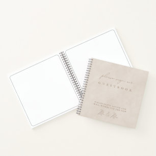 Eenvoudig modern, minimalistisch beige weddenschap notitieboek