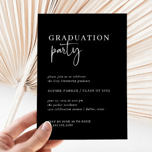 Eenvoudig modern minimalistisch Black Graduation Kaart