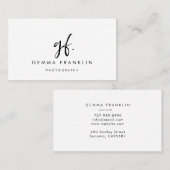 Eenvoudig modern minimalistisch fotografiescript visitekaartje (Voorkant / Achterkant)