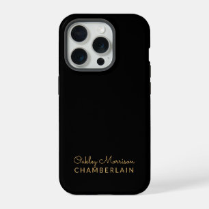 Eenvoudig Modern Minimalistisch Goud Naam Zwart iPhone 15 Pro Hoesje