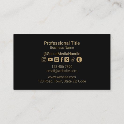 Eenvoudig modern minimalistisch gouden script | Bl Visitekaartje (Achterkant)