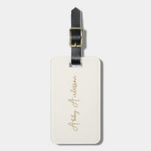 Eenvoudig modern minimalistisch gouden script | Ge Bagagelabel (Voorkant verticaal)