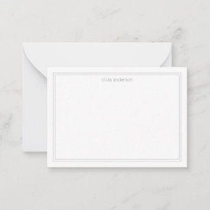 Eenvoudig modern minimalistisch grijs met twee ran notitiekaartje