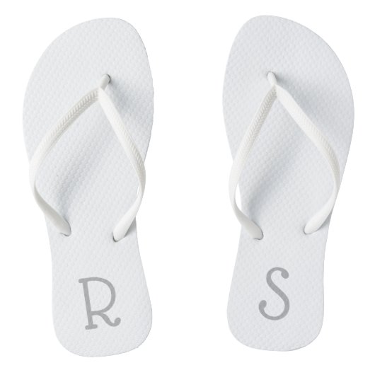 Eenvoudig modern minimalistisch monogram grijs wit teenslippers (Voetbed)