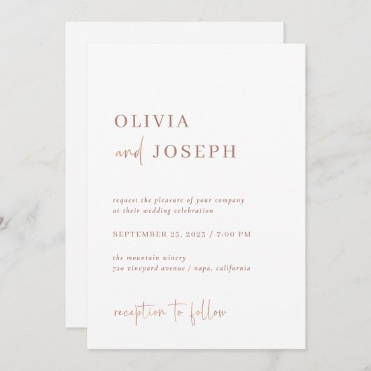 Eenvoudig Modern Minimalistisch | Nep Rose Goud Br Kaart (Voorkant / Achterkant)