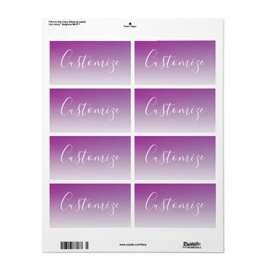 Eenvoudig modern minimalistisch Paarse ombre gradi Etiket (Full Sheet)