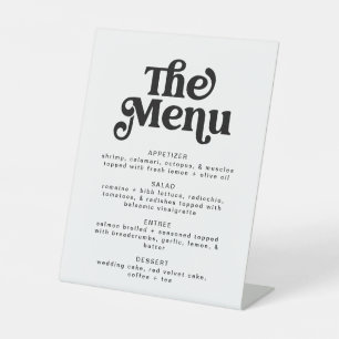 Eenvoudig modern minimalistisch retro bruiloft men reclamebord met voetstuk