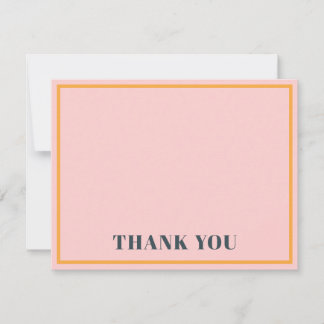 Eenvoudig Modern Minimalistisch Roze & Oranje Dank Notitiekaartje