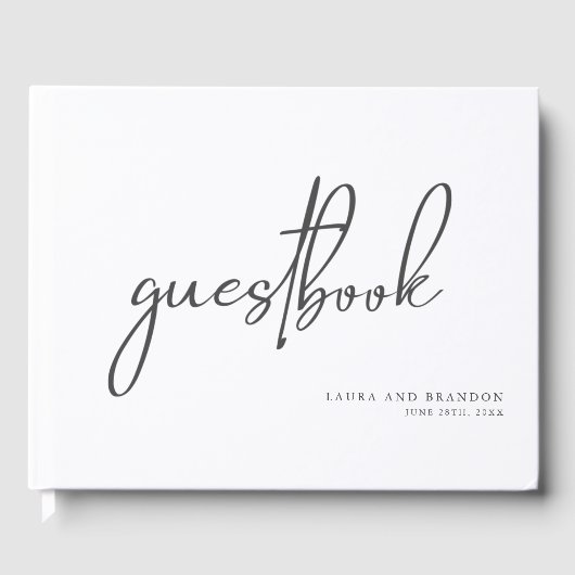 Eenvoudig modern minimalistisch script bruiloft ga gastenboek (Voorkant)