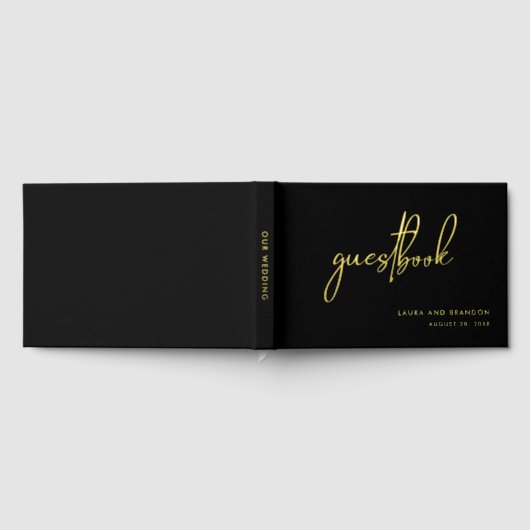 Eenvoudig modern minimalistisch script bruiloft gastenboek (Volledig)
