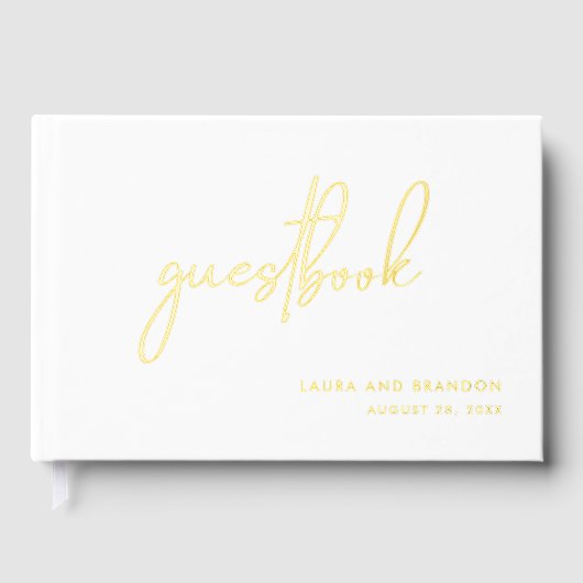 Eenvoudig Modern Minimalistisch Script Bruiloft me Gastenboek (Voorkant)