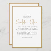 Eenvoudig modern minimalistisch script Gold Border Kaart (Voorkant / Achterkant)