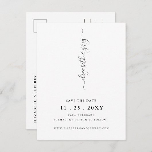 Eenvoudig modern minimalistisch sparen de datum aankondigingskaart (Voorkant / Achterkant)