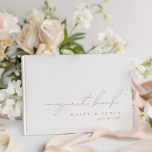 Eenvoudig modern, minimalistisch witbruiloft gastenboek