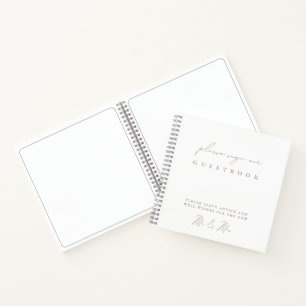 Eenvoudig modern, minimalistisch witbruiloft notitieboek