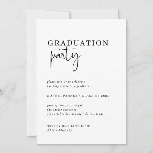 Eenvoudig modern minimalistisch | Zwart-wit Afstud Kaart (Voorkant)