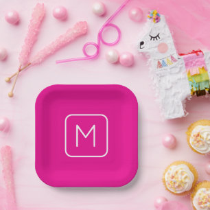 Eenvoudig & Modern Monogram Eerste Letter   Roze & Papieren Bordje