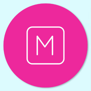 Eenvoudig & Modern Monogram Eerste Letter Roze & Ronde Sticker