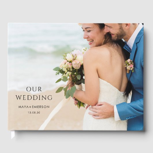 Eenvoudig Modern Monogram Foto bruiloft gastenboek (Voorkant)