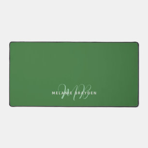 Eenvoudig Modern Monogram Groen Tweekleurige Rand  Bureaumat