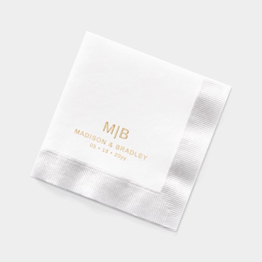 Eenvoudig Modern Monogram Huwelijk Custom Folie Servetten (Links)
