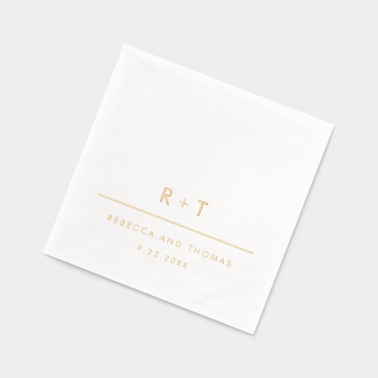 Eenvoudig modern monogram huwelijk folie servetten (Links)