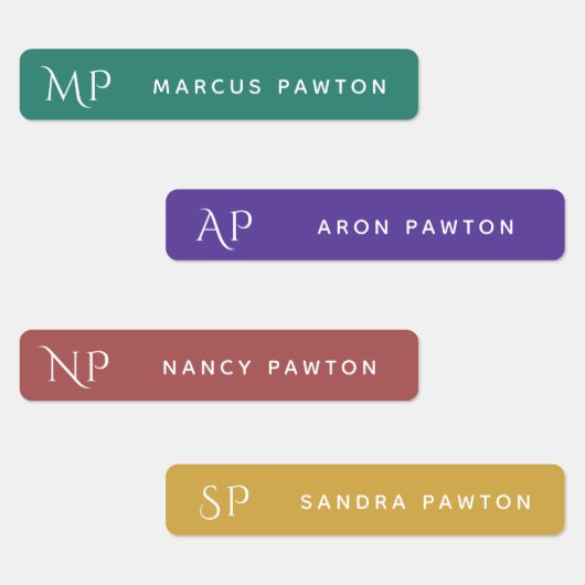 Eenvoudig Modern Monogram Kinder Naam Kleding Labels (Groep)