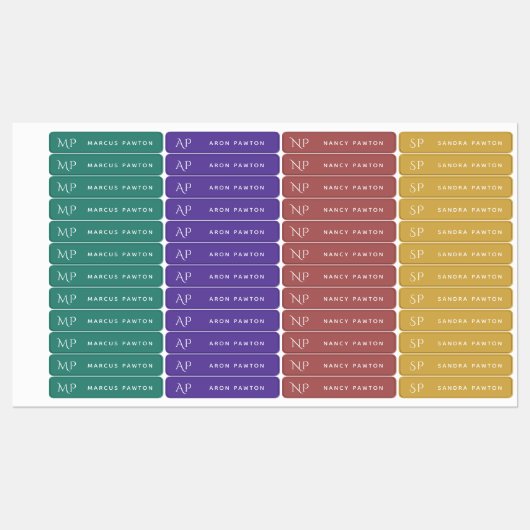 Eenvoudig Modern Monogram Kinder Naam Kleding Labels (Vel)