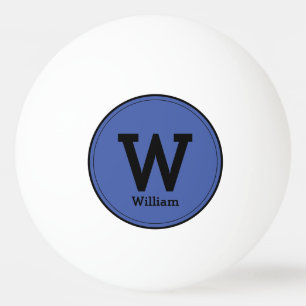 Eenvoudig modern monogram, Klassiek blauw Pingpongballen