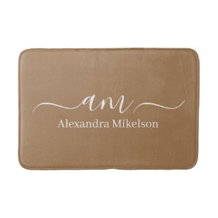 Eenvoudig Modern Monogram lichte bruine Minimalist Badmat