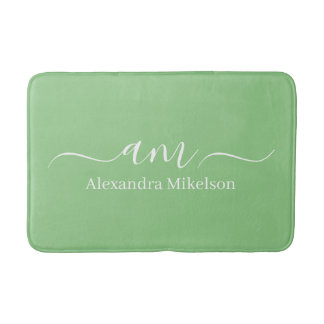 Eenvoudig Modern Monogram salie Minimalistisch Badmat