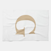 Eenvoudig Modern Monogram Tan en Wit Theedoek (Horizontaal)