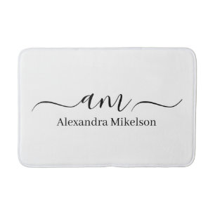 Eenvoudig Modern Monogram Wit Minimalistische Badm Badmat