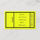 Eenvoudig modern Neon Fluorescent Yellow Visitekaartje (Achterkant)