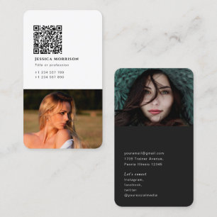 eenvoudig modern netwerk met een QR-fotograaf Visitekaartje