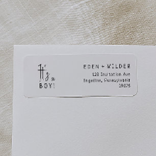 Eenvoudig modern neutraal Het is een jongen terug  Etiket