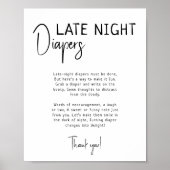 Eenvoudig Modern Neutraal Late Night Luiers Teken Poster (Voorkant)