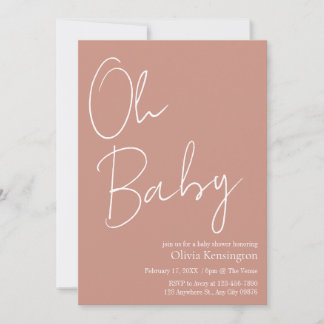 Eenvoudig Modern Oh Baby Blush Roos Baby shower Kaart