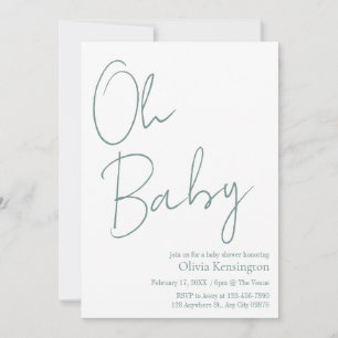 Eenvoudig Modern Oh Baby Sage Groen Baby shower Kaart