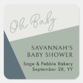 Eenvoudig Modern Oh Baby Script Sage Green Tricolo Vierkante Sticker (Voorkant)