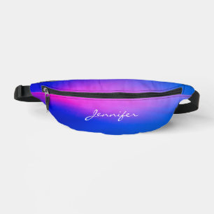 Eenvoudig Modern Paars Roze Blauw Met Script Naam Heuptasje