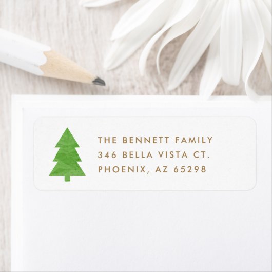 Eenvoudig Modern Papier Kerstboom Retouradres Etiket (Insitu)