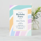Eenvoudig Modern Pastel Regenboog Verjaardagsfeest Kaart (Staand voorkant)