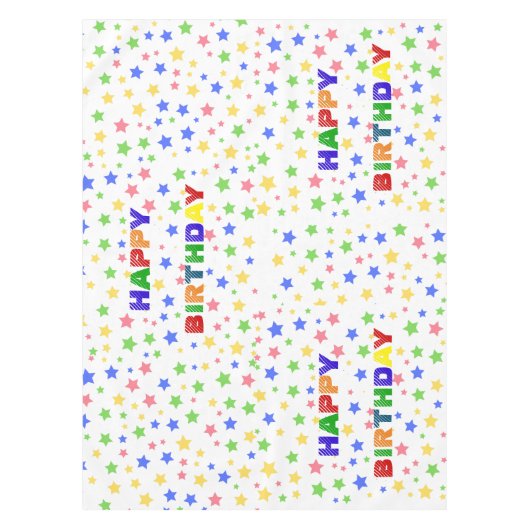 Eenvoudig Modern Pastel Star kleurrijk verjaardags Tafelkleed (Voorkant)