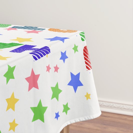 Eenvoudig Modern Pastel Star kleurrijk verjaardags Tafelkleed (Voorbeeld)