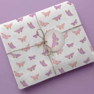 Eenvoudig modern pastelvlinders patroon cadeaupapier