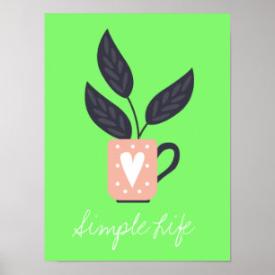 Eenvoudig modern plant pastel poster