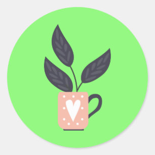 Eenvoudig modern plant pastel ronde sticker